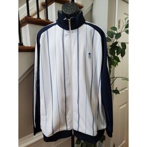 enyce Mens White Striped Polyester Long Sleeve Full Zipper Track Jacket Size 3XL